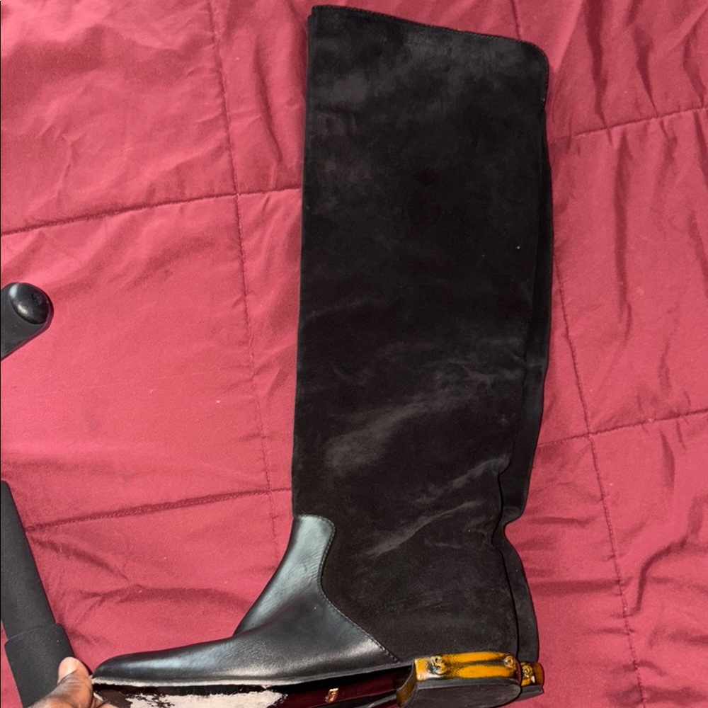 Gucci Black Suede Knee-High Boots